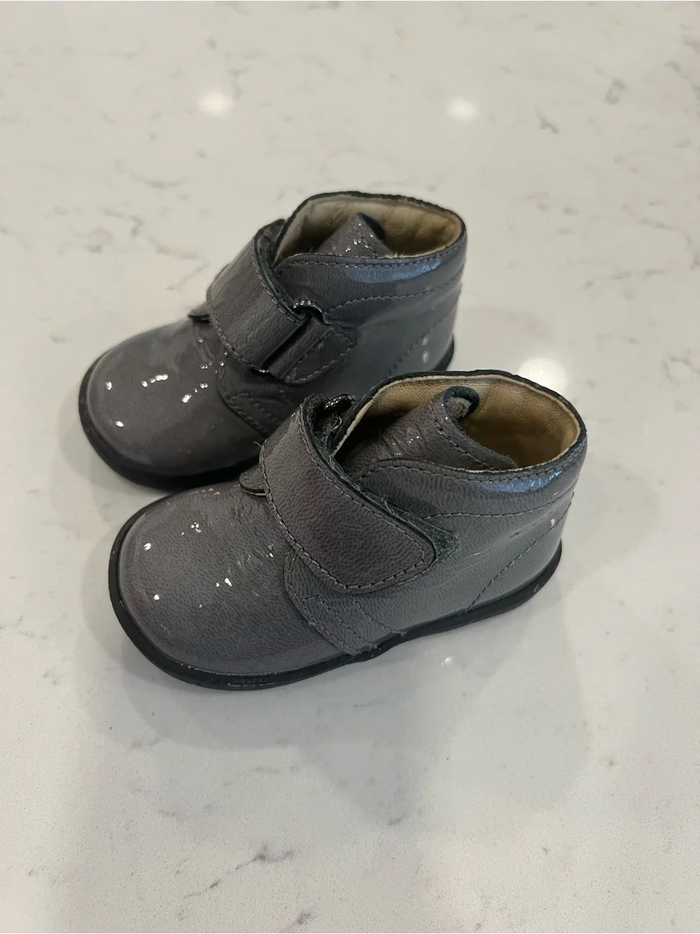 Falcotto by Naturino Girls Grey Patent Leather Velcro Ankle Boots EU 18